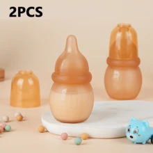 2 peças/1 peça 60ml/2,03oz Conjunto de Mamadeira Miniatura de Silicone para Bebê + Bico de Silicone, Imita a Amamentação, Mamadeira Anti-Cólica, Silicone Macio para Recém-Nascidos, Ótimo Presente para Recém-Nascidos - Multicolorido - Visão 15