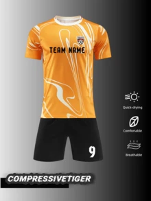 2pcs Personalized Orange Soccer Uniform: Custom Name, Number & Team Design For Players. Elevate Your Soccer Game With This Personalized Uniform. The Eye - Catching Design And Quality Fabric Ensure You Look And Feel Great While Playing. Halloween, Thanksgiving, Christmas And New Year Gifts