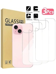 3pcs Tempered Glass Back Cover Screen Protector, Compatible With 15-Inch And 6.1-Inch Devices [9H Hardness]. High-Definition Tempered Glass Back Film, Scratch-Resistant, Easy Installation, Crystal Clear, Suitable For Most Screen Protectors. Perfect Birthday Gift For Family And Friends. Practical Phone Accessory With Waterproof, Shockproof, Anti-Drop, Anti-Fingerprint And Full Coverage Design. - Clear - View 9