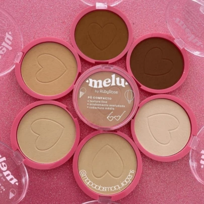  Melu Pó Facial Compacto Melu By Ruby Rose 10 g Aveludado Cobertura Média Festa Junina