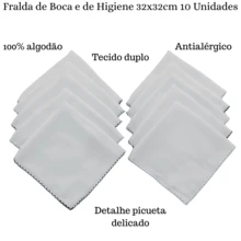 Baby Essentials – 32x32cm Double Diaper Kit 10 Units 100% Cotton With Delicate Piquet - 海軍藍和藍色 - 查看 2