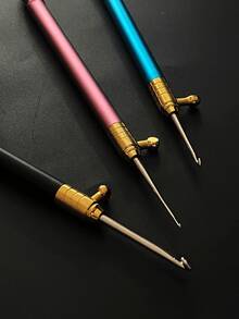 1pc Multi-Color Metal Handle Interchangeable 10 Sizes Lace Crochet Hooks, Convenient Handcraft DIY Knitting Needles - Multicolor - View 4