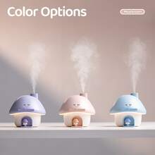New Atmospheric Light Mushroom House Humidifier Small Desktop Spray Home Office Bedroom Colorful Silent Gift Essential Cute Bedside Decoration Women's Gift Battery Capacity 2000mAH