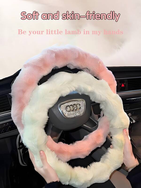 1 Stück Lenkradabdeckung, weich und flauschig, rutschfest, universelles Auto-Innenausstattungs-Zubehör, mit stilvollem Griff, komfortables und langanhaltend Design, samtartige Textur.