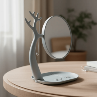 C&J FLORI Espejo Redondo De Maquillaje Con Diseño de Árbol Estético Para Baño Tocador Dormitorio Espejo De Retoque Ideal Para Toda La Familia Mujer Dama Niña Decoración estética para habitación