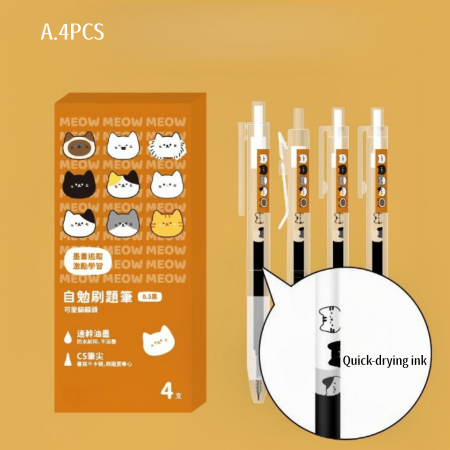 4pcs/Set Retractable 0.5mm Fine Tip Smooth Writing Neutral Pens - Variety Of Attractive Designs - Suitable For School, Office, Diary Use And Gifts