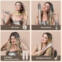 UKLISS Conjunto de Escova de Ar Quente Dobrável de Alta Velocidade, Inclui Ferro de Ondular, Escova Alisadora e Motor Sem Escovas de 110.000 RPM com 200 Milhões de Íons Negativos, 4 Configurações de Temperatura Adequadas para Todos os Tipos de Cabelo, Aquecimento Rápido de Alta Potência e Longa Duração, Ferramenta Multifuncional de Penteado, Portátil e Conveniente para Viagens