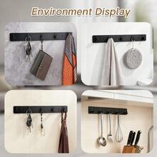 Wall Towel Hooks - Black Adhesive, 5 Heavy Duty Door Hooks, No Drilling For Bathroom, Kitchen, Bedroom, RV Decor & Accessories (For Towels, Robes, Hats, Coats)