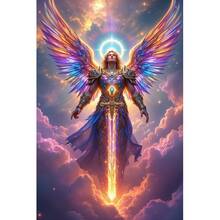 Colorful Glass Angel Warrior DIY Diamond Painting Kit - Round Diamond Mosaic Craft Set, Home Decor And Unique Birthday Gift - Multicolor - View 10