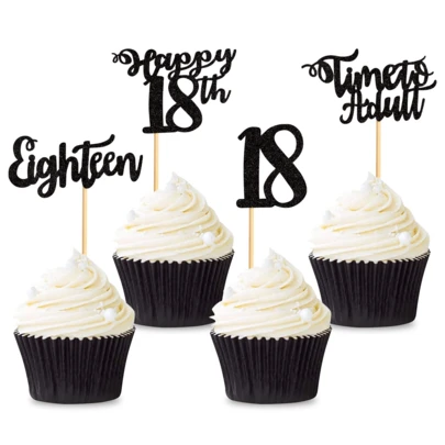 12pcs 18th 30th 16th Birthday Happy Birthday Cupcake Toppers, 18th Adult Birthday Cake Picks, 18th Birthday Anniversary Party Cake Decorations