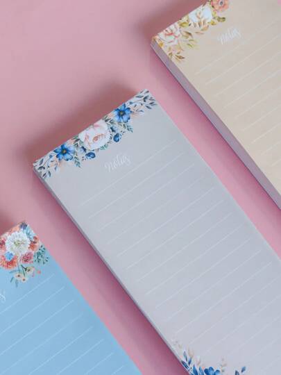 Kit 3 Blocos Floral Anotações Destacável Lembrete Papelaria Notas Blocos.