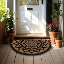 Thảm chùi chân hình bán nguyệt họa tiết hoa, thiết kế bán nguyệt - Màu sắc tươi tắn, thích hợp cho vườn, bãi cỏ, sử dụng ngoài trời, có thể dùng làm vật trang trí ngoài trời, thảm chùi chân bán nguyệt nhẹ, thảm phòng tắm, thích hợp cho mùa xuân, hè, thu, đông, có thể giặt máy, thảm chùi chân bán nguyệt kiểu cổ điển, thích hợp cho lối vào, nhà bếp, phòng khách, phòng ngủ và tiền sảnh | Họa tiết hoa | Thảm trang trí Giáng sinh cho nhà bếp - Nhiều màu - Xem 5