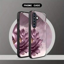 Compatible With  17/ 17 Pro/ 17 Pro Max 16/15/14/13/12/11 Pro Max And Other Models. Beautiful Lotus Pattern Glass Phone Case. Also Compatible With Samsung Galaxy S25, S24, S23, S22, S21, S20 FE, And Other A-Series Models. - 黑色 - 查看 2