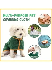 Pet Bathrobe, Microfiber Dog Body Towel, Highly Absorbent Quick Dry Dog Bath Robe Hooded Dog Towel, Soft Dog Bath Robe Towel With Adjustable Collar And Waist