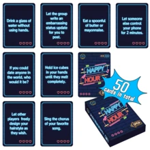 HAPPY HOUR Board And Card Game, A Game Suitable For Joyful Moments With Family And Couples, Featuring Fun And Creative Interactive Dialogue Cards, Perfect For Starting A Romantic Game Night, And An Ideal Gift For Christmas And Valentine's Day.
