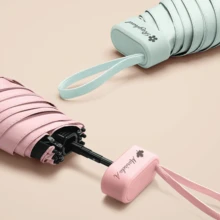 Custom Mini Travel Sun Umbrella For Purse With Case, Small Compact UV Umbrella Protection Sun, Lightweight Portable Parasol Windproof For Women Men,Chic Design