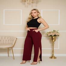 IT'S HERE! The Perfect Pants From The Spring/Summer Collection ☀️ New Season, New Look! Introducing Our New Pants Model, Made For Those Who Love Comfort + Style At All Times Code D - 酒紅色 - 查看 1