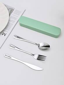 Personalização de Utensílios de Cozinha em Aço Inoxidável Gravados, Presente Comemorativo de Aniversário de Casamento para Casal, Presente de Herança de Casamento Personalizado Único e Colorido - Combinação de faca e garfo de aço inoxidável a laser texto + - Visão 12