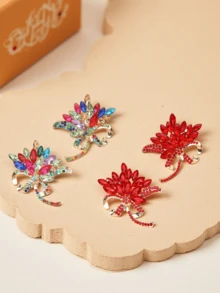 1 pereche cercei stud cu flori strălucitoare colorate cu stras pentru femei, bijuterii vintage elegante și chic pentru petrecere, bal, ocazie formală