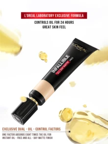 LOREAL Infallible All Day Matte Pro Liquid Foundation #300 10/35ml, Specially Designed Dual Sebum Control & 19% Mattifying Components, Oil-Free Full Coverage Foundation, Waterproof & Long Lasting, Lightweight Texture, 24-Hour Matte Effect For Oily Skin, Ideal For Daily Makeup & Various Events, Create Perfectly Flawless & Radiant Skin - Oil-absorbing Stick PRO Permanent Color Lasting Liquid Foundation #300 - View 8