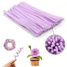 100根高密度柔性扎带，53色针织花茎，可弯曲针织花茎，灰色工艺毛根，纯色针织花茎，工艺毛根配件，针织毛根用于手工制作，蓬松毛根，工艺品和装饰品，多功能DIY花束扎带材料 - 彩色 - 查看 13