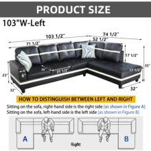 Black And White Modern 97"W L-Shaped Sectional Sofa Set, Synthetic Leather Right-Chaise Corner Couch, Tool-Free Assembly Modular Sleeper Sofa, Space Saving Multifunctional Living Room Furniture For Apartment And Office - 黑與白 - 查看 2