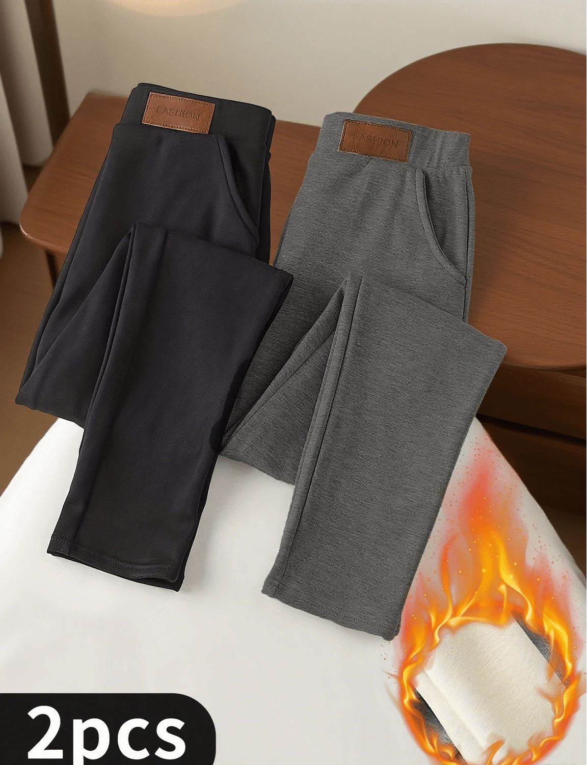 2-Piece Women's Warm Fleece Lining Fleece Pants - Compression Tight Pants For Running Workout, Stretchy Comfortable Casual Long Pants, Stretchy Soft Lightweight Fabric, Suitable For Running&Dancing&Yoga, Autumn/Winter Casual Wear, High Waist Plush Yoga Pants Outdoor Cycling Running Fitness Skiing Leggings - Đen + Xám - Xem 1