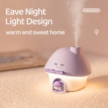 New Atmospheric Light Mushroom House Humidifier Small Desktop Spray Home Office Bedroom Colorful Silent Gift Essential Cute Bedside Decoration Women's Gift Battery Capacity 2000mAH