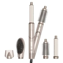 UKLISS Conjunto de Escova de Ar Quente Dobrável de Alta Velocidade, Inclui Ferro de Ondular, Escova Alisadora e Motor Sem Escovas de 110.000 RPM com 200 Milhões de Íons Negativos, 4 Configurações de Temperatura Adequadas para Todos os Tipos de Cabelo, Aquecimento Rápido de Alta Potência e Longa Duração, Ferramenta Multifuncional de Penteado, Portátil e Conveniente para Viagens