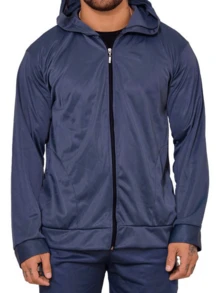 Fleece Jacket With Hood And Zipper – Style, Protection, And Comfort In Winter - Azul Marino - Ver 2