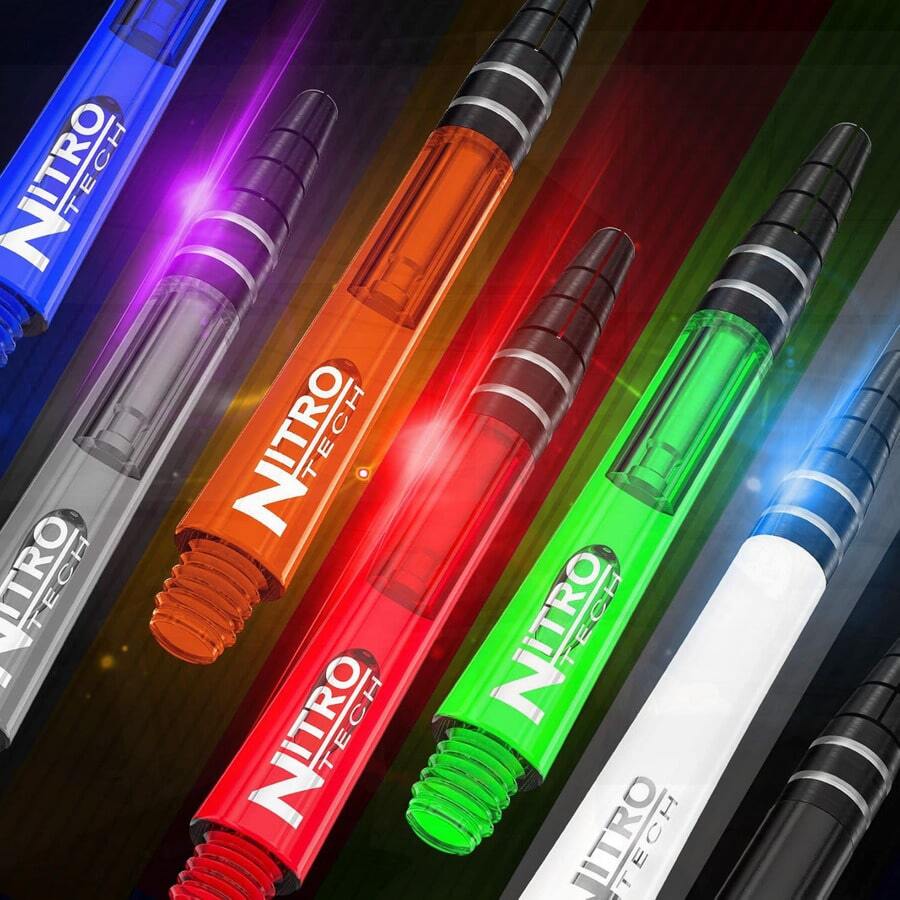 Red Dragon Nitrotech Dart Shafts - 3 Per Pack (9 Shafts Total) & Scorecard - Blue - View 1