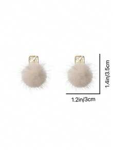 1 对可爱百搭圣诞驯鹿毛球流苏耳环，适合女性任何场合 - 金色 - 查看 6