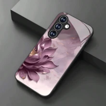 Compatible With  17/ 17 Pro/ 17 Pro Max 16/15/14/13/12/11 Pro Max And Other Models. Beautiful Lotus Pattern Glass Phone Case. Also Compatible With Samsung Galaxy S25, S24, S23, S22, S21, S20 FE, And Other A-Series Models. - 黑色 - 查看 3