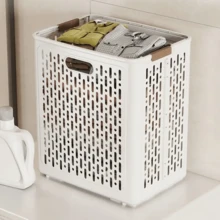 Retractable, Foldable, Floor-Standing Laundry Basket With Wheels 46x38x28cm - Multicolor - View 6