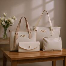 Kit 4 Anjik Medium Women's Bags + Wallet + Tote Bag + Toiletry Bag, Zipper Closure, Synthetic PU, Everyday Bag, Luxurious, Elegant, Party, Work, School, University. Gaby Show - 銅色 - 查看 2