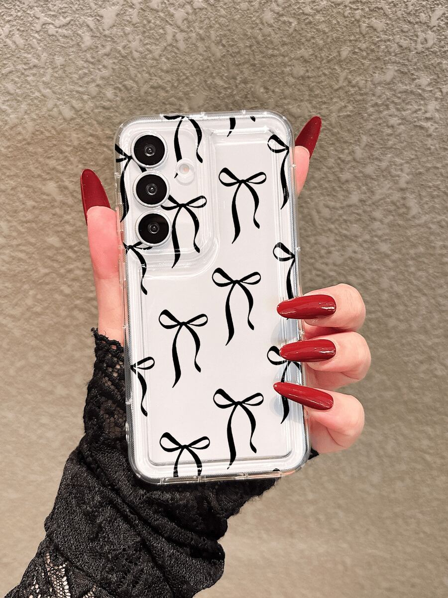 Bow-Knot 1pc Transparent Bowknot Design Protective Phone Case Compatible With Samsung Galaxy S25/A14/A23 5G/A15/A32/A33/A24/A51/A53/S20 FE/S21/S22/S23/S24/S25/S24UITRA/A71/A55/A36/S21 Ultra/S23 Ultra, Soft Full-Coverage Anti-Drop Case, Suitable For Friends, Family, Couples, Yourself