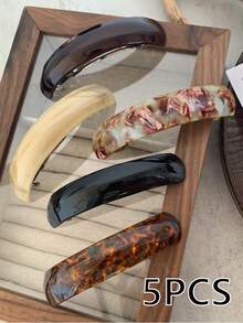 1个优雅醋酸纤维发夹，纯色几何发饰，简约发爪夹，女士头饰，女士发饰 - 巧克力棕 - 查看 9