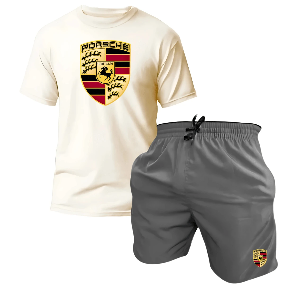 Men's Tactel Printed T-Shirt And Shorts Kit Launch - 關閉 - 灰色 / 保時捷 - 查看 1