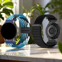 2 piezas Correa magnética universal de 18mm, 20mm, 22mm + Correa con cierre de gancho y bucle compatible con Samsung Galaxy Watch 7 6 5 4 /Garmin Venu Venu2 Venu3 Venu3S, Brazaletes de repuesto de nailon trenzado de liberación rápida compatibles con Garmin Vivoactive5 4/Vivoactive 4s/Forerunner245 645 255 265 255S 265S/Hua Wei Watch GT5 GT4 GT3 GT2 GT/Watch 4/4pro/Amazfit BIP6 BIP5 GTR4 GTR3 GTS4 GTS3/GTR Mini/Pop Pro/Xiao Mi Watch S4 S3 S2 Accesorios de reloj inteligente