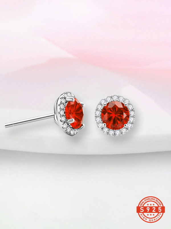 1 Pair S925 Sterling Silver Black Sparkling Cubic Zirconia Stud Earrings, French Romantic Elegant Shiny Earrings For Women, Hypoallergenic For Sensitive Ears, Ideal For Valentine's Day, Mother's Day, Birthday Gifts, Suitable For Daily Wear And Gifting, Fashionable Jewelry For All Seasons, Comes With A Delicate Gift Box