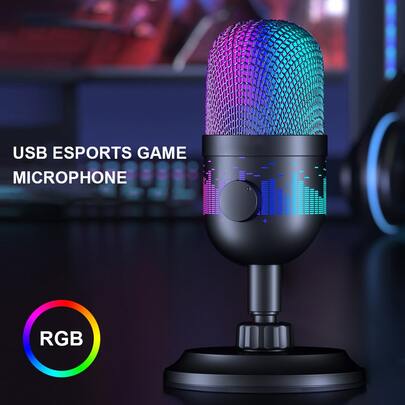 USB Condenser Microphone With Volume Control, Mute Button, RGB Lighting, Suitable For PC//Laptop/ - Great For Computer Recording, Streaming And Gaming!
