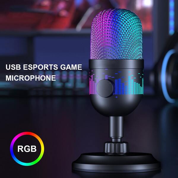 USB Kondensatormikrofon mit Lautstärkeregelung, Stummschalttaste, RGB-Beleuchtung, geeignet für PC/Laptop - Hervorragend für Computeraufnahmen, Streaming und Gaming!