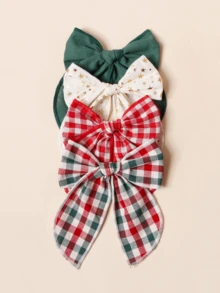 Spinki do włosów z kokardką 1/4 szt., Jednokolorowe spinki do włosów w kratkę z dekoracją w gwiazdki, Urocze spinki do włosów z materiału w kratkę, Najlepszy prezent dla bliskich, Spinki do włosów, Spinki do włosów, Akcesoria do włosów