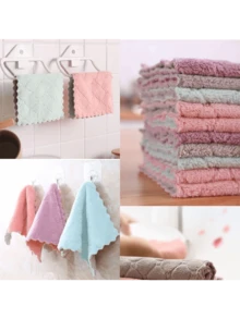 10pcs Kitchen Towels Quick Dry Washcloths, Coral Velvet Dishtowels Multipurpose Reusable Cloths, Soft Tea Absorbent Cleaning Cloths Double-Sided Microfiber Lint Free Rags. - Colorful - View 6