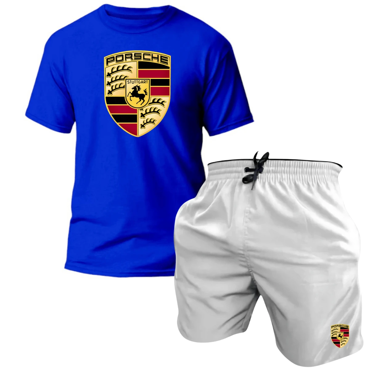 Men's Tactel Printed T-Shirt And Shorts Kit Launch - 藍 - 白 / 保時捷 - 查看 1