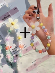 Pink Mobile Phone Lanyard, Korean Pearl Flower Decoration, Key Chain Key Chain Bag Pendant Bag Pendant Bag Ornaments Chain Bag Hanging Ornaments, Suitable For Mobile Phones, Bags, Key Chains, Etc. Suitable For Girls, Women, College Students, New Employees, White-Collar Women Gift Accessories Decoration. Car Pendants, Women'S Key Chains, Key Pendants,