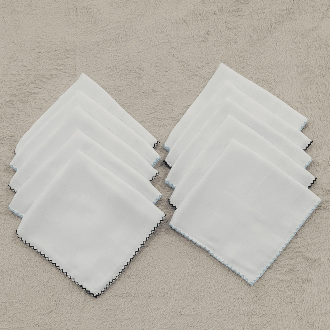 Baby Essentials – 32x32cm Double Diaper Kit 10 Units 100% Cotton With Delicate Piquet - 海軍藍和藍色 - 查看 1