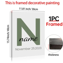 1pc Customized Initial Letter Print, Can Print Name, Personalized Canvas Wall Art With Name/Initial Print, Nursery Decor, Birth Commemorative Painting, Frameless Canvas, Optional Frame, Slow Life Style, Customized Wall Art, Retro Style, Multifunctional, Durable, Decorative, Reusable, Exquisite, Fashionable, High Quality, Vibrant Colors, Modern, Customized, Personalized - Multicolor - View 18