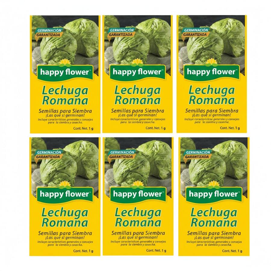 Pack de 6 Semillas de Lechuga Romana Happy Flower – Germinación Garantizada (1 g c/u) - Amarillo - Ver 1