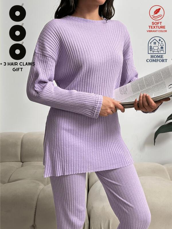 OYGA Damska odzież sportowa Corduroy, swobodny zestaw piżamowy